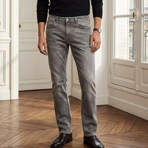 Serenede Men's Gray Distressed Jeans Size 38 Modern Slim Fit 5-Pocket